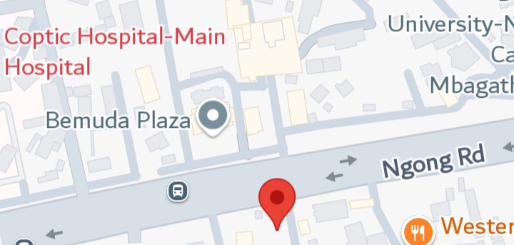 Map showing Comed Clinic location on Ngong Road, Nairobi
